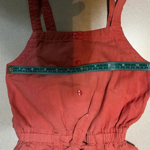 Old Navy Coral Linen Girls Romper size small (6-7) - Picture 8 of 9